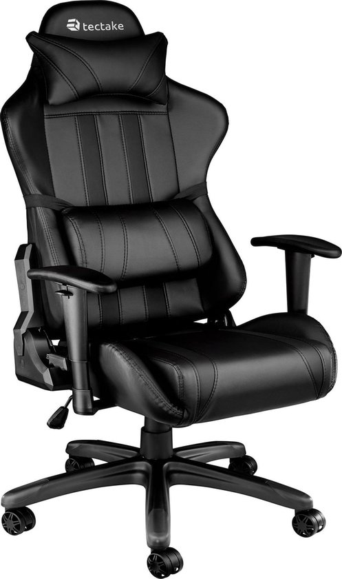 TecTake Gaming Chair Bureaustoel - Premium Racing - Zwart - Kunstleer - Verstelbaar
