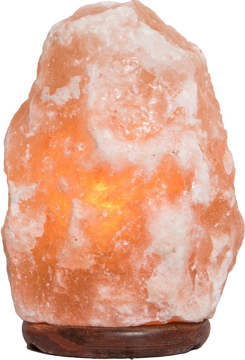 Zoutlamp Himalayazout 100% Natuurlijk 2-3 kg, inclusief snoer met schakelaar en 15w lampje - Oranje - 17 cm

