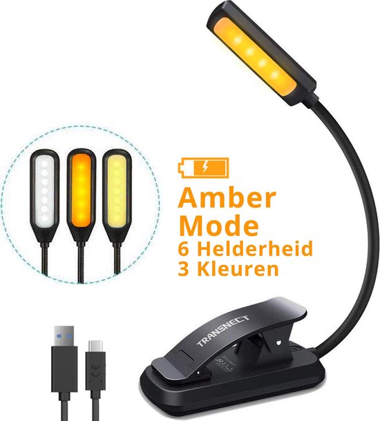 Leeslampje voor boek - USB oplaadbaar leeslampje met 9 oogverzorging helderheid modi - Flexibele Clip op Boek Licht voor het lezen in bed, Kindle, Tablet, Muziektribune, Reizen
