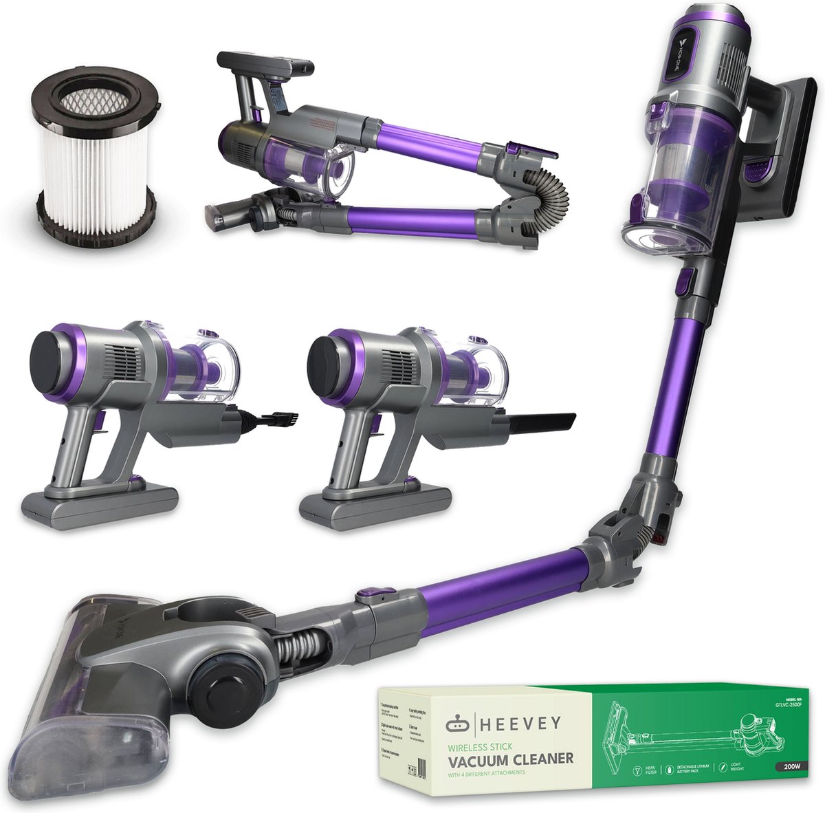Heevey 4-in-1 Steelstofzuiger