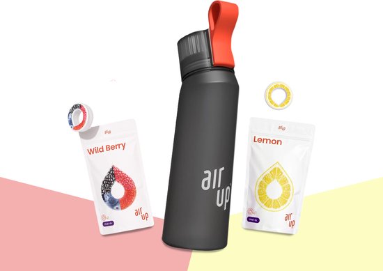 Air Up Drinkfles starterskit - Charcoal Antraciet - Inclusief 2 pods - starterskit - hydraterend - Air fles up - geurwater - vegan - bio
