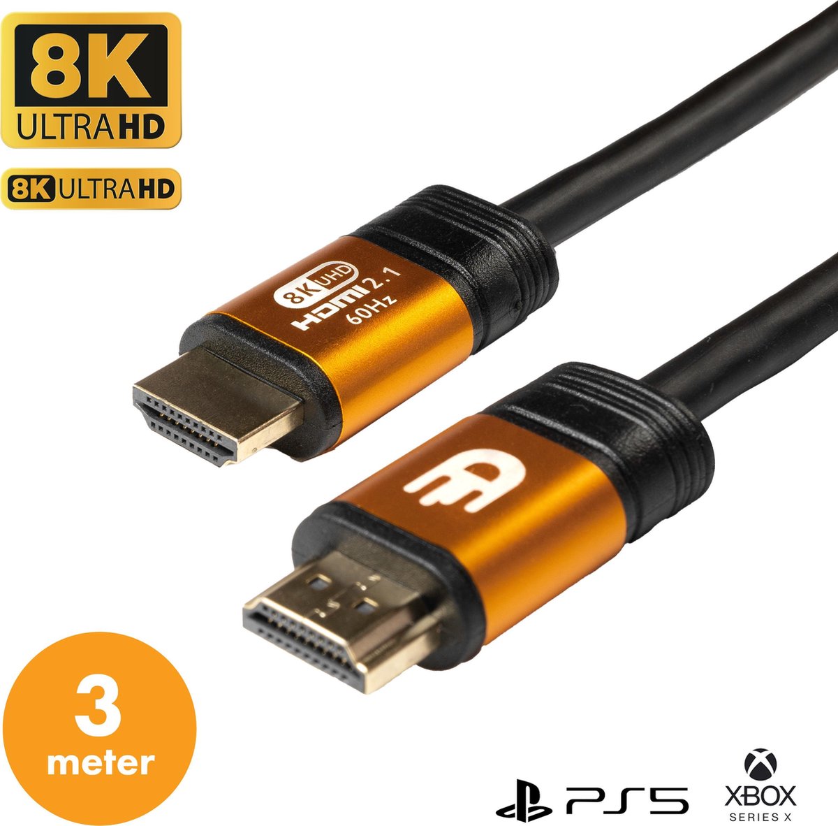 Drivv. Premium HDMI Kabel 2.1 - Ultra HD High Speed 8K - HDMI naar HDMI - Xbox Series X & PS5 - 3 meter - Oranje review