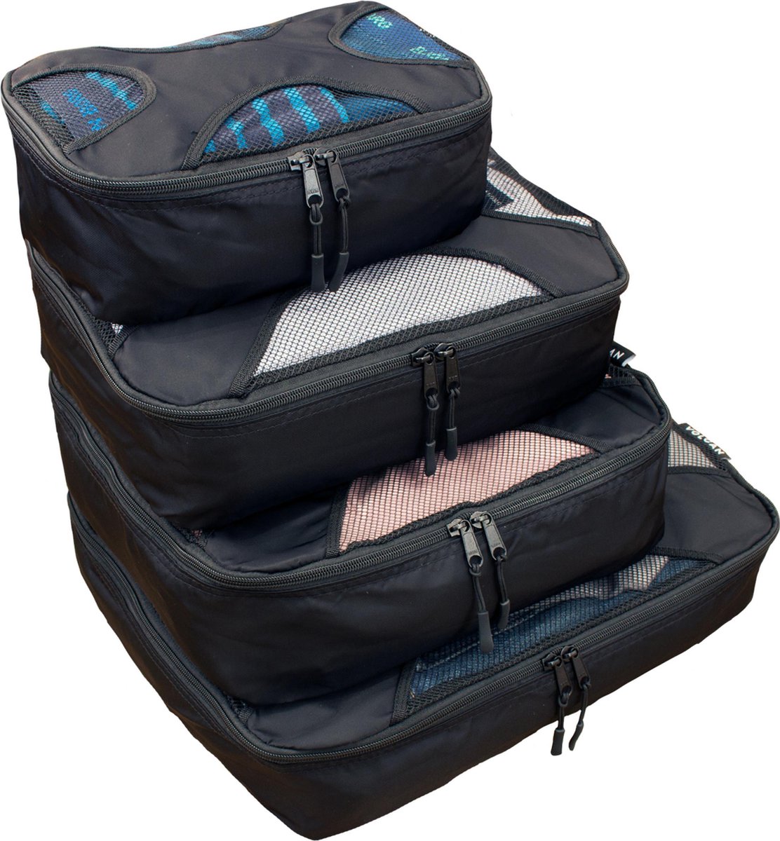 Volcan Packing Cubes - Koffer Organizer Set - 4 Delige Set - Voor Koffer en Backpack - Zwart review