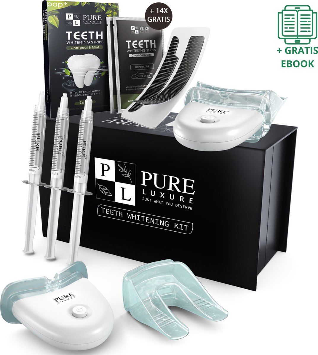 Pure Luxure Teeth whitening kit zonder peroxide - tanden bleken - tandenbleekset - tandenblekers - witte tandenbleekstrips - met handleiding en ebook - Valentijn cadeautje voor haar vrouw review