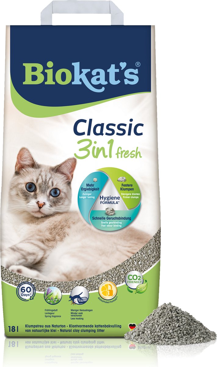 Biokat's Classic Fresh 3in1 - 18 L - Kattenbakvulling - Klontvormend - Lente geur review
