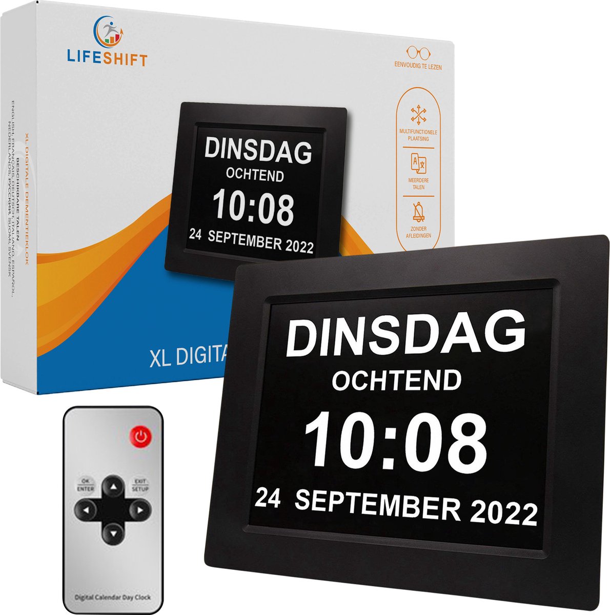 Lifeshift Dementieklok met XL beeldscherm - Digitale Kalenderklok met datum, dag en tijd - Alzheimer Klok - Seniorenklok review